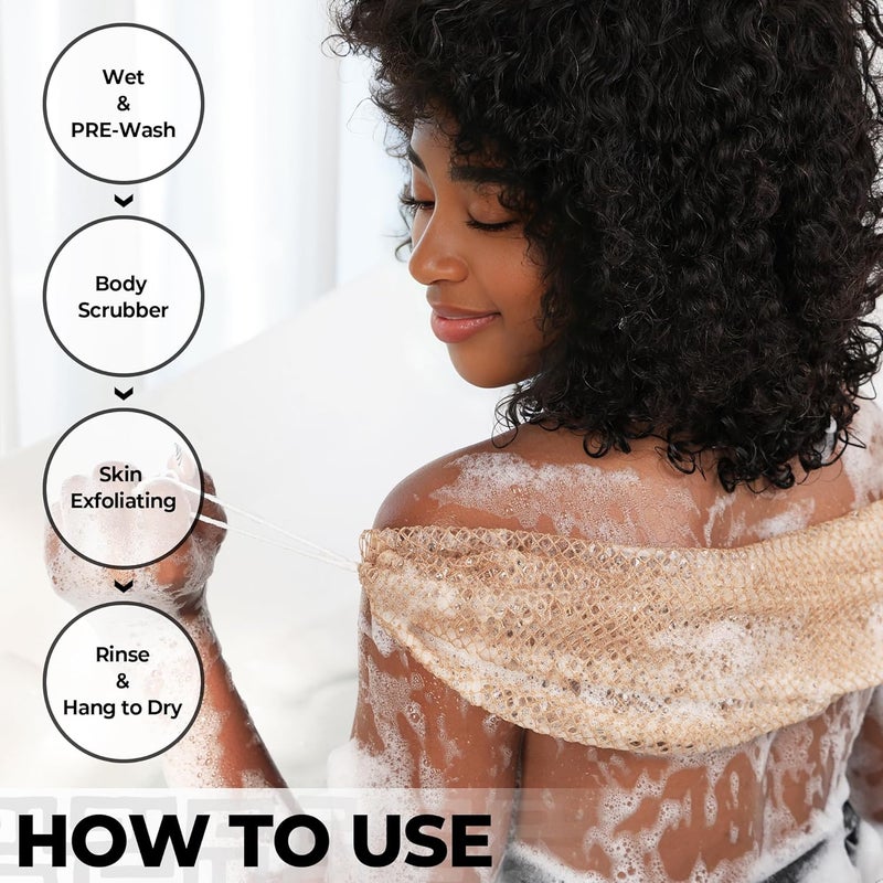 RelaxScene African Net Sponge Authentic - Exfoliating Back Scrub Bath Sponge with Knots - Afro Scrub Body Scrubber Exfoliator Washcloth - African Body Care Daily Use Shower Essentials - Image 3